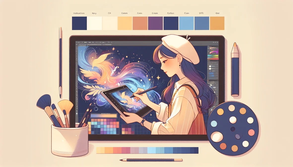 Child creating digital art in an online class