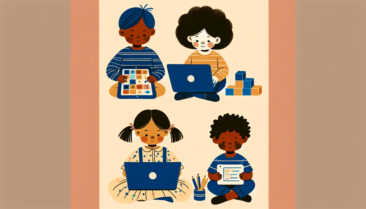 Young child learning to code at a desk